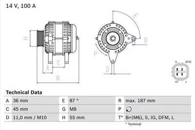 Produktbild von Drehstromgenerator BOSCH 0 986 046 120