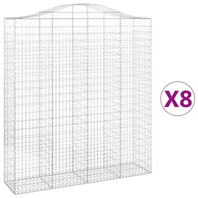Imagen del producto de vidaXL: Muros de contención tipo gavión con arco, 8 unidades, 200x50x220/240 cm, hierro galvanizado