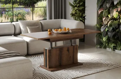 Image de Endo-Möbel Table basse Solaria 110-170 extensible réglable en hauteur avec rallonge synchrone (Chêne Monastère)
