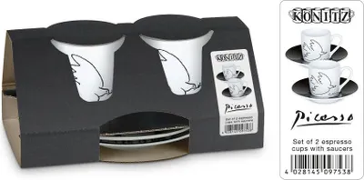Produktbild von Könitz Picasso La Colombe De La Paix Espresso Geschenkset, 4-tlg., 2 Espresso Tassen mit Untertasse, Porzellan, 85 ml, 11 5 054 1989