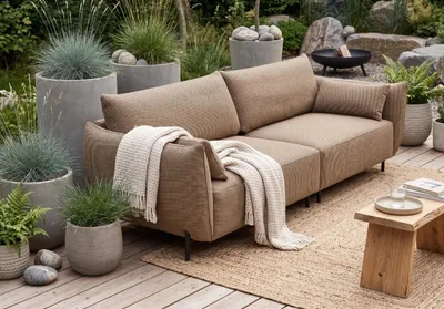 Obrázek produktu pro Sofa Kaiser Möbel, model pro 4 osoby, vhodné na terasu a do zahrady, potahová látka Sunlight, barva Toffee, řada SUNMEE