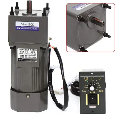 Produktbild von 90W 220V motoreduktor silnik elektryczny prąd przemienny jednofazowy wysoki moment obrotowy regulowany z regulatorem prędkości, 1:100 (100K), 13,5 obr