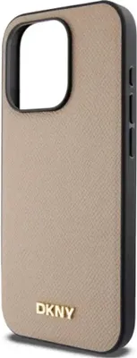 Produktbild von DKNY DKHMP15XPGHLME iPhone 15 Pro Max 6,7" beige/beige Hardcase Grained Metal Logo MagSafe Schutzhülle