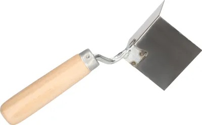 Image de KOTARBAU® Truelle d'angle extérieur en acier inoxydable 65 mm x 60 mm avec manche en bois Truelle d'angle Truelle pour travailler les angles extérieurs des murs