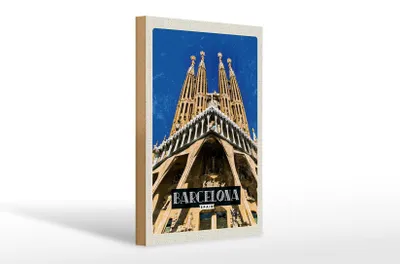 Produktbild von Holzschild Reise 20x30cm Barcelona Spanien Reiseziel Trip