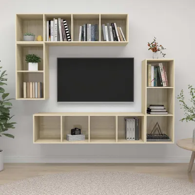 Produktbild von The Living Store 4-tlg. TV-Schrank-Set Sonoma-Eiche Holzwerkstoff