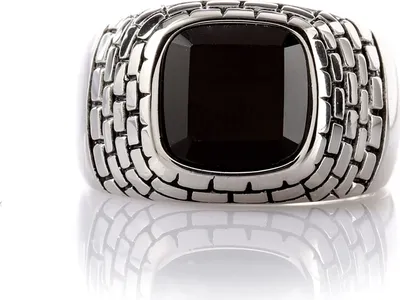Produktbild von Karisma Klassicher Edelstahl 316L Männer Ring - mit Schwarzem Stein - RHC9478 Breite 18mm