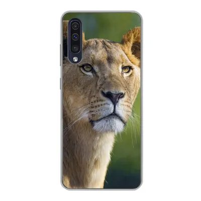 Produktbild von MuchoWow® Handyhülle Schutzhülle Hülle für Samsung Galaxy A30s Porträt - Löwe - Wild Silikon Softcase Handy Hülle - Karteninhaber