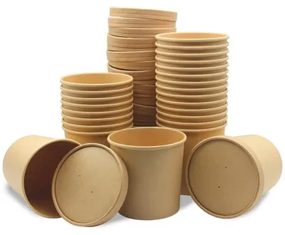 Kraftpapier-Becher 25 Stück 450 ml mit Deckel