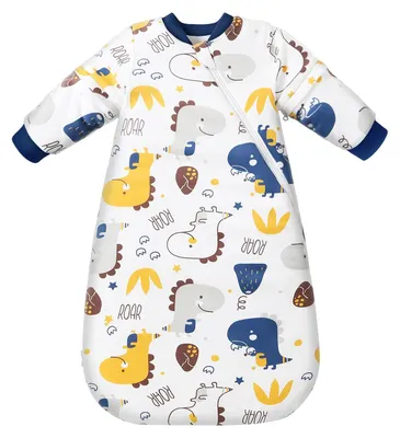 Productafbeelding van Baby slaapzak winter, 3.5 TOG, met afneembare mouwen, katoen, dinosaurusprint, geschikt voor 14-24 maanden