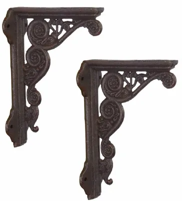 Produktbild von Casa Padrino Jugendstil Gusseisen Wandhalter Set Antik Dunkelbraun 13,7 x H. 19,6 cm - Wanddeko - Deko Accessoires