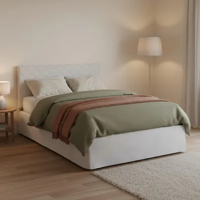 Produktbild von Quadratisches und halbes Bett Clea, Kopfteil-Set aus Kunstleder mit orthopädischer Basis und Volant, 100%  Italy, geeignet für Cm 120x190 Matratze, Weiß