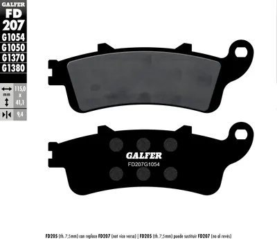 Produktbild von Bremsbeläge Set Galfer FD207G1054 & MF044G2165 vorne & hinten für Honda FES Pantheon 125 ccm