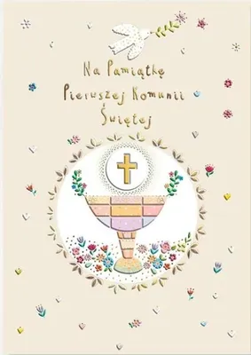 Imagen del producto de Tarjeta de felicitación A5 para la Primera Comunión, con motivos de cáliz
