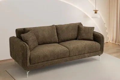Produktbild von Braunes Wohnzimmer Stoffsofa Designer Polstercouchen 3-Sitzer Sofa