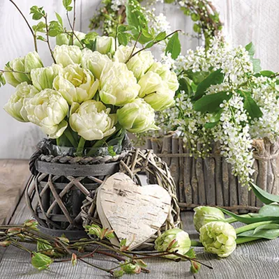 Produktbild von Servietten 25x25 cm - White tulips