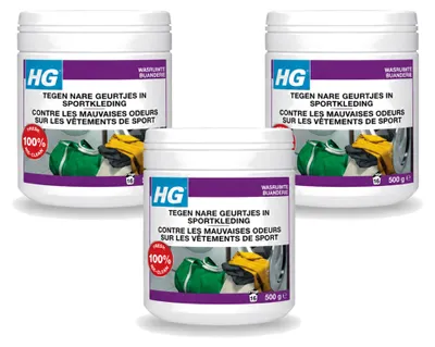 Productafbeelding van 3 x HG Wasverfrisser tegen nare geuren in sportkleding, 500 g - Voordeelverpakking - 3 stuks