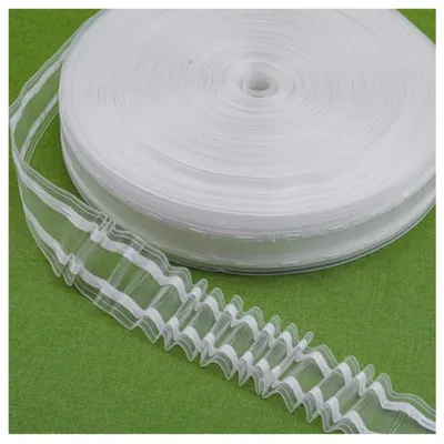 Gordijnband 20 m, 5,3 cm, transparent, Kräuselband, Nähband