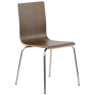 Immagine prodotto di Sedia da conferenza fissa WERDI B, schienale e seduta in compensato laminato, struttura in acciaio inox, noce
