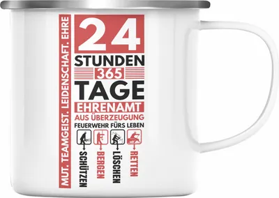 Produktbild von Trendation - Freiwillige Feuerwehr Emaille Tasse geschenk Feuerwehrmann (Silber)