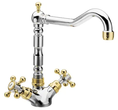 A studio shot of a kitchen faucet.