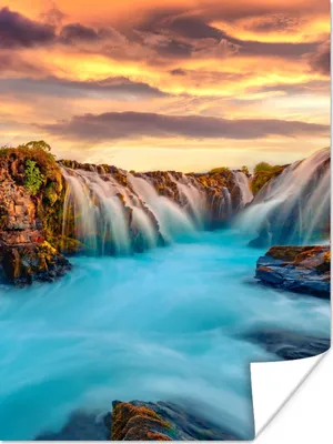 Produktbild von MuchoWow® Poster Wasserfall - Landschaft - Wolken - Natur 120x160 cm - Wandbilder