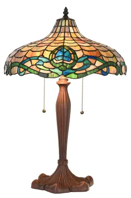 Zdjęcie produktu dla Clayre & Eef Lampa stołowa Tiffany Ø 41x60 cm Fioletowo-zielone szkło