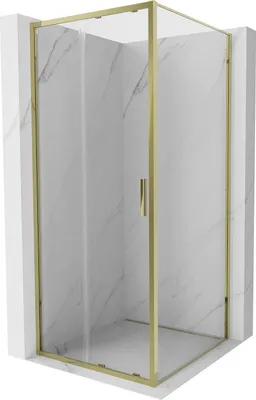 Produktbild von Mexen Exo Duschkabine, verschiebbar 100 x 100 cm, transparent, Gold - 8151-100-100-50-00