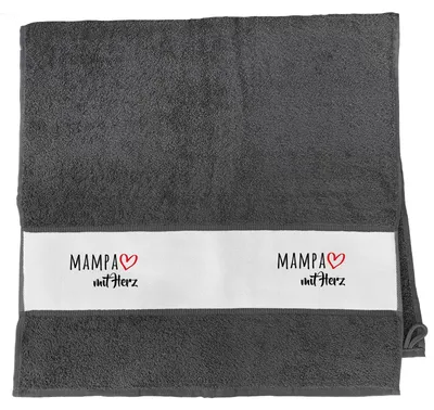 Produktbild von Huuraa Handtuch MAMPA mit Herz 50x100cm Graphite Baumwolle Handtuch Geschenkidee