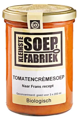 Image de Smallest Soep Fabriek Tomate Crèmesoep400 ml – Soupe fine et crémeuse de tomates biologiques