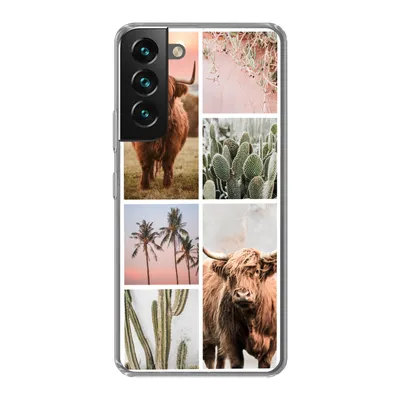 Produktbild von MuchoWow® Handyhülle Schutzhülle Hülle für Samsung Galaxy S22 Schottischer Highlander - Sukkulente - Pastell Silikon Softcase Handy Hülle - Mobiltelefonhülle