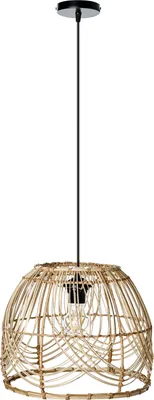 Produktbild von BELIANI Hängelampe mit natürlichem Rattan Schirm und handgefertigtem Eisenrahmen im Boho-Stil