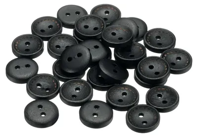 Holzknöpfe 15 mm, 2 Löcher, 30 Stück, schwarz, für Nähen & Basteln