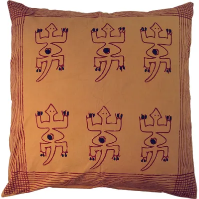 Produktbild von XL Kissenbezug Blockdruck, Kissenhülle Ethno, Dekokissen Bezug mit Traditionellem Design - Muster 11, Gelb, Baumwolle, 80*80*0,2 cm, Zierkissen, Dekokissen, Sofakissen