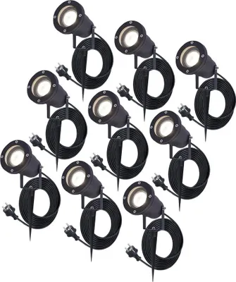 Image de HOFTRONIC - Lot de 9 spots à piquet extérieur LED 4W 345lm 4000K IP65 Noir