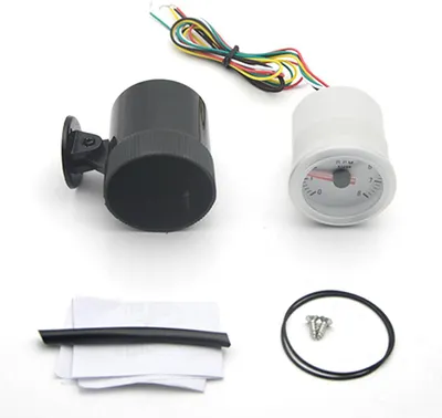 Image de Compte-tours LED 2 pouces 52 mm, appareil de mesure numérique pour voiture, 0-8000 tr/min, avec rétroéclairage bleu pour véhicules 1-8 cylindres