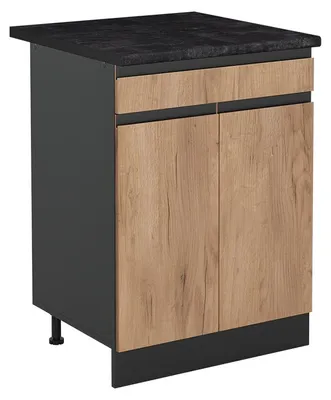 Obrázek produktu pro Spodní skříňka kuchyňské linky Vicco R-Line Zlatý mocný dub/Antracit 60 cm se zásuvkou pracovná doska antracitová, Model 61102