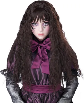 Immagine prodotto di Parrucca di capelli lunghi per bambini ondulati per Halloween marrone scuro - taglia unica