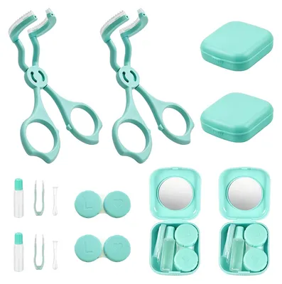 Image de Étui pour lentilles de contact avec 2 supports pour lentilles et une pince – Hygiénique et portable