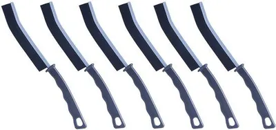 Productafbeelding van Ibenzoa® Set van zes borstels voor hoeken en voegen, met PET-borstelharen en roestvrijstalen handvat – antislip, ideaal voor smalle ruimtes in badkamers, keukens, op tegels en bij raamkozijnen