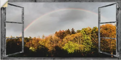 Produktbild von ARTland Wandbild, selbstklebend Fensterblick - Regenbogen Größe: 100x50 cm