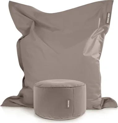 Produktbild von Green Bean® XXL Riesensitzsack 140x180cm + Hocker 40x40x40cm mit EPS-Perlen Füllung - 2er Set Sitzsack "Square+Stay" Khaki