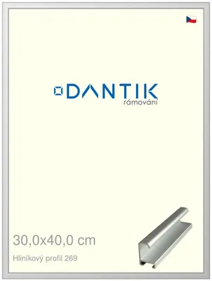 Zdjęcie produktu dla Rama DANTIK 30x40 | Profil ALU 7269 Srebrny mat (Plexi Clear)