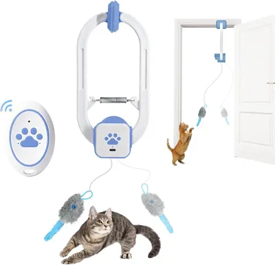 Productafbeelding van Elektrisch kattenspeelgoed - met afstandsbediening - 360° beweging - USB-oplaadbaar - blauw