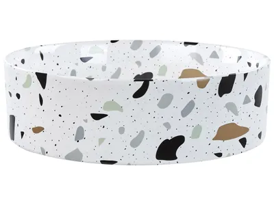 Zdjęcie produktu dla BELIANI Umywalka łazienkowa nablatowa biała z efektem lastryko ceramiczna 40 cm okrągła