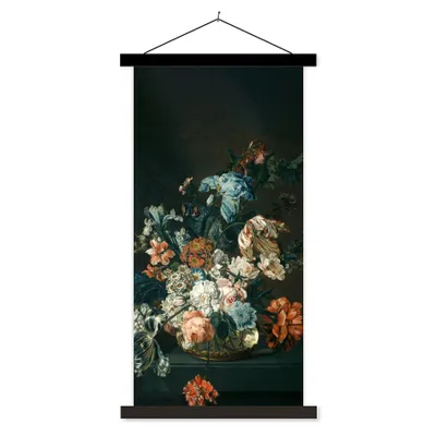 Produktbild von MuchoWow® Textilposter Stilleben mit Blumen - Alte Meister - Kunst 90x180 cm mit schwarzem Rahmen - Dekoration Wohnzimmer