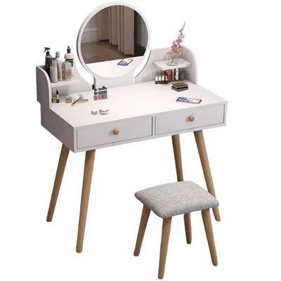 Produktbild von Toaletka Kosmetyczna Z Lustrem Makijaż Biała Duża Z Szufladami Loft 80 Cm