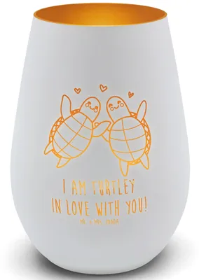 Produktbild von Mr. & Mrs. Panda Glas Windlicht Schildkröten Paar - Weiß - Geschenk, Laterne, für Freundin, Valentinstag, Frauen, Partner, Mitbringsel, Hochzeitstag, Teelichthalter
