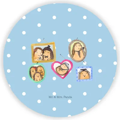 Produktbild von Mr. & Mrs. Panda magnet Igel Familie - Blau Pastell - Geschenk, für kühlschrank, Bilder, pinwand, Liebe, Muttertag, mit motiv, pinnwand, Bruder, Kühlschrankmagnet