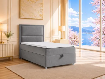 Produktbild von Best for Home Boxspringbett mit Bettkasten Trinity K11-SINGLE 100x200 Bonellfederkern inkl. Topper - Grau
